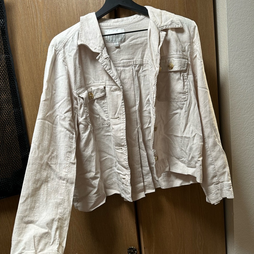 Lucky Brand Cream Button-Front Jacket - Picture 1 of 4